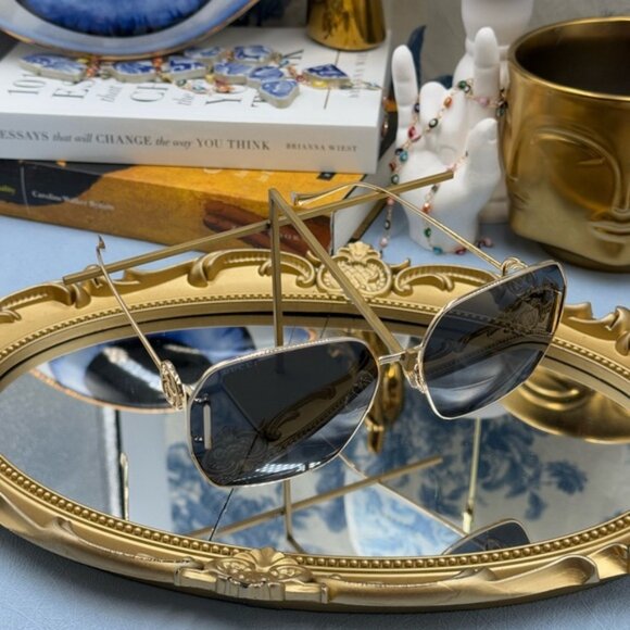 🆕 GUCCI 🧿 NWOT GG1207SA 002 Gold Rimmed Square Sunglasses, Grey Lens - Picture 12 of 16